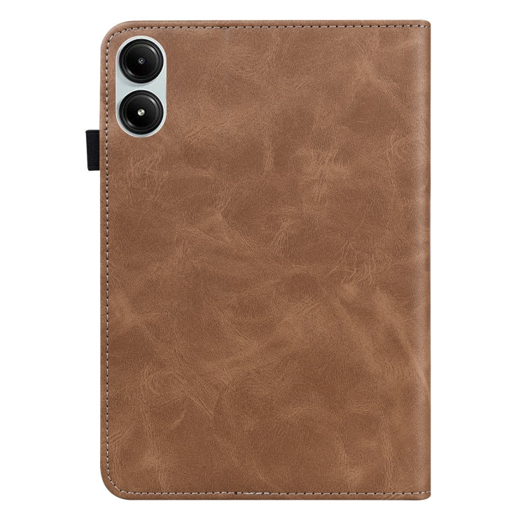 For Xiaomi Poco Pad 12.1 Solid Color Stripe Embossed Leather Tablet Case