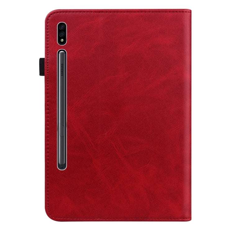 For Samsung Galaxy Tab S7 / S8 Solid Color Stripe Embossed Leather Tablet Case