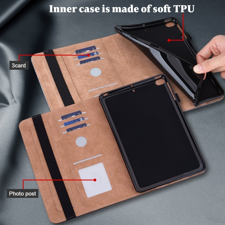 For Samsung Galaxy Tab S7 / S8 Solid Color Stripe Embossed Leather Tablet Case