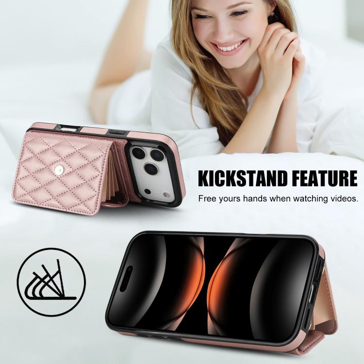 For iPhone 17 Pro Max Crossbody Rhombic Horizontal Wallet Leather Phone Case