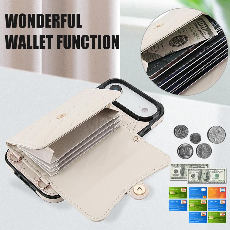 For iPhone Air Crossbody Rhombic Horizontal Wallet Leather Phone Case