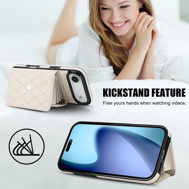 For iPhone Air Crossbody Rhombic Horizontal Wallet Leather Phone Case