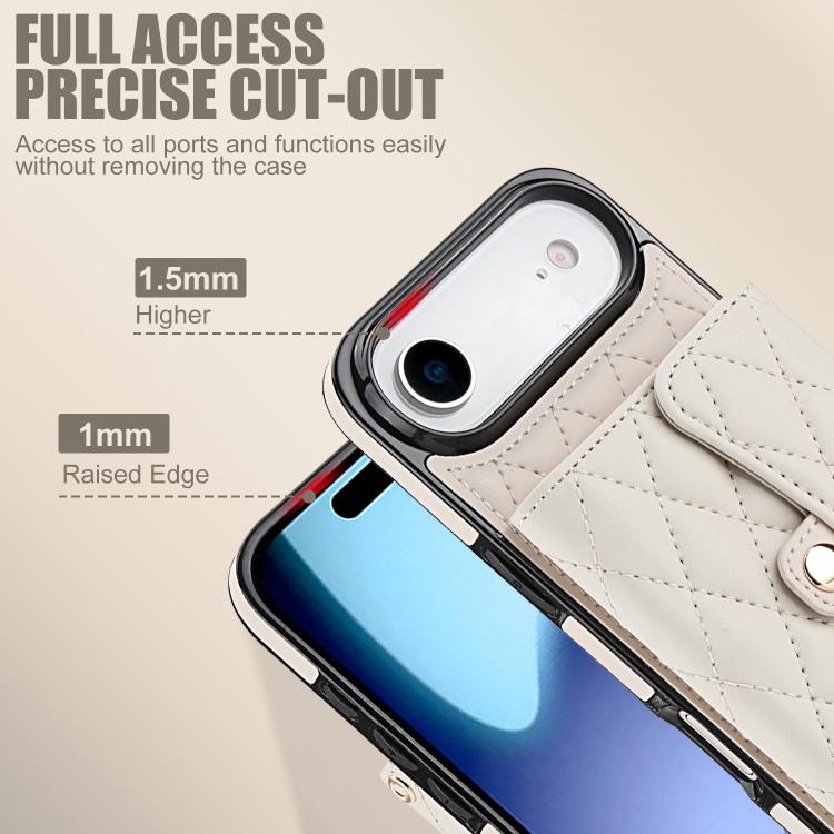 For iPhone Air Crossbody Rhombic Horizontal Wallet Leather Phone Case