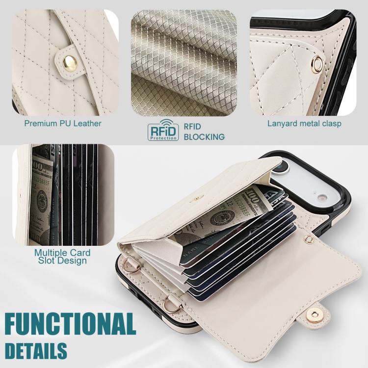 For iPhone Air Crossbody Rhombic Horizontal Wallet Leather Phone Case