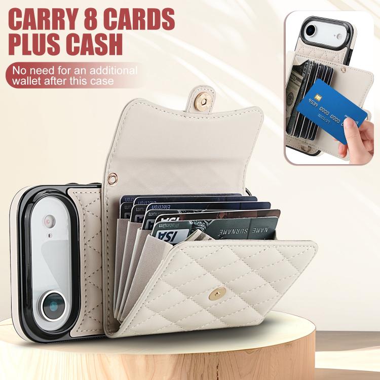 For iPhone Air Crossbody Rhombic Horizontal Wallet Leather Phone Case