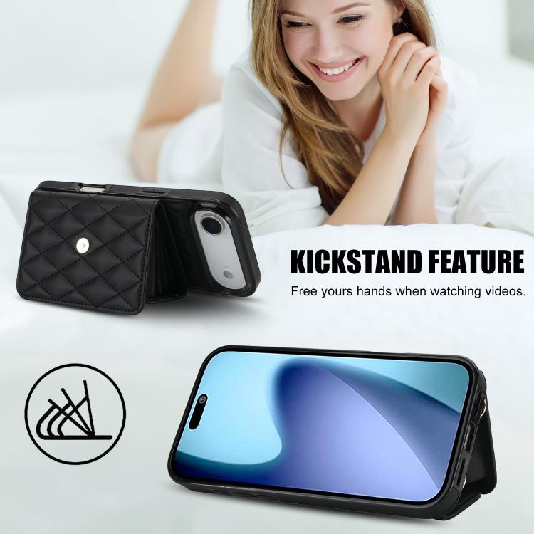 For iPhone Air Crossbody Rhombic Horizontal Wallet Leather Phone Case