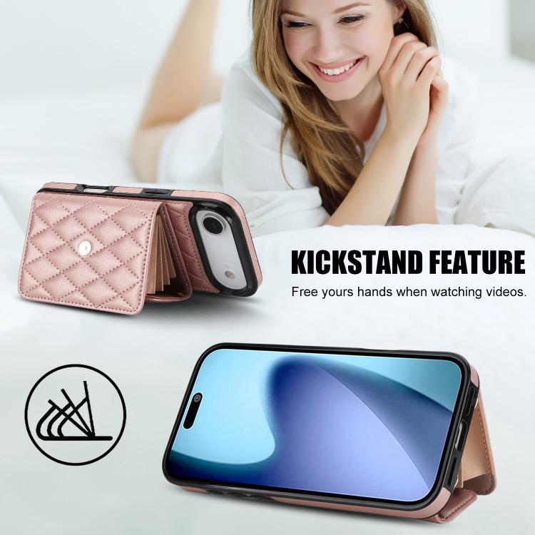 For iPhone Air Crossbody Rhombic Horizontal Wallet Leather Phone Case