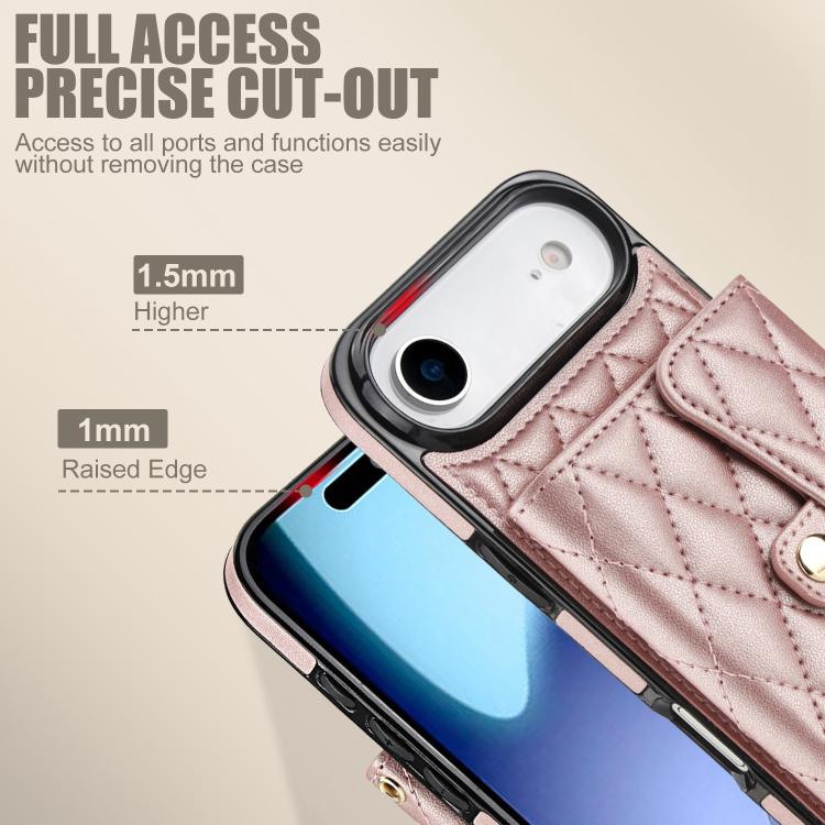 For iPhone Air Crossbody Rhombic Horizontal Wallet Leather Phone Case