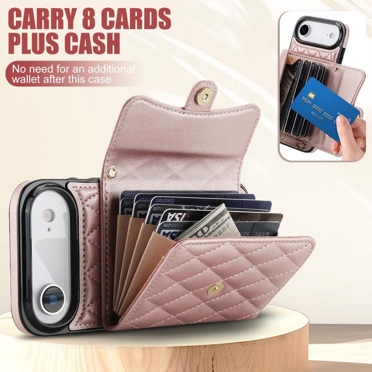For iPhone Air Crossbody Rhombic Horizontal Wallet Leather Phone Case