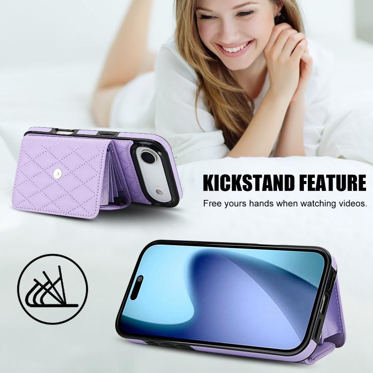 For iPhone Air Crossbody Rhombic Horizontal Wallet Leather Phone Case