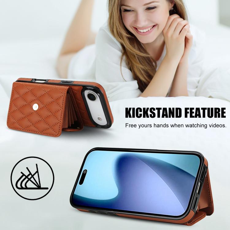 For iPhone Air Crossbody Rhombic Horizontal Wallet Leather Phone Case