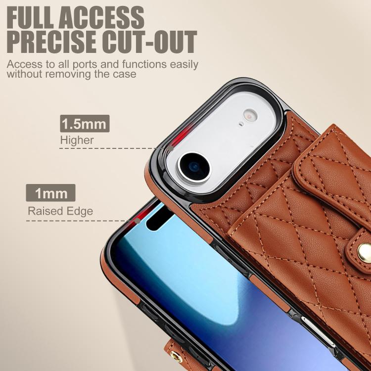 For iPhone Air Crossbody Rhombic Horizontal Wallet Leather Phone Case