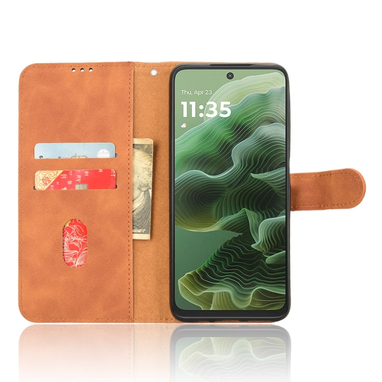 For Motorola Moto G35 Skin Feel Magnetic Flip Leather Phone Case