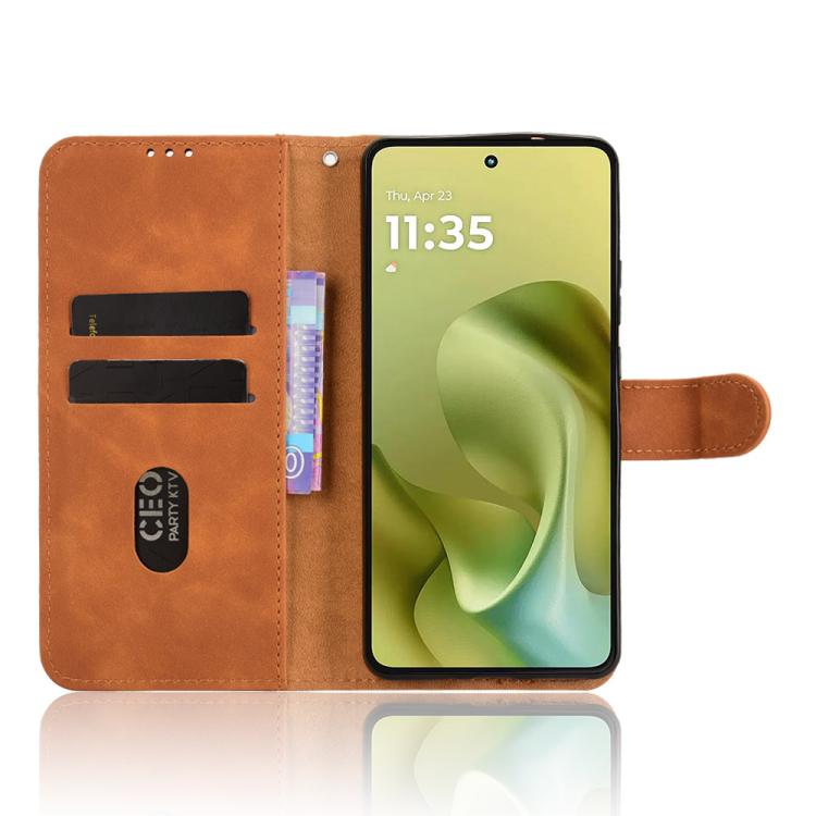 For Motorola Moto G86 5G Skin Feel Magnetic Flip Leather Phone Case