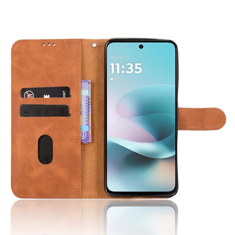 For Motorola Moto G67 Power 5G Skin Feel Magnetic Flip Leather Phone Case