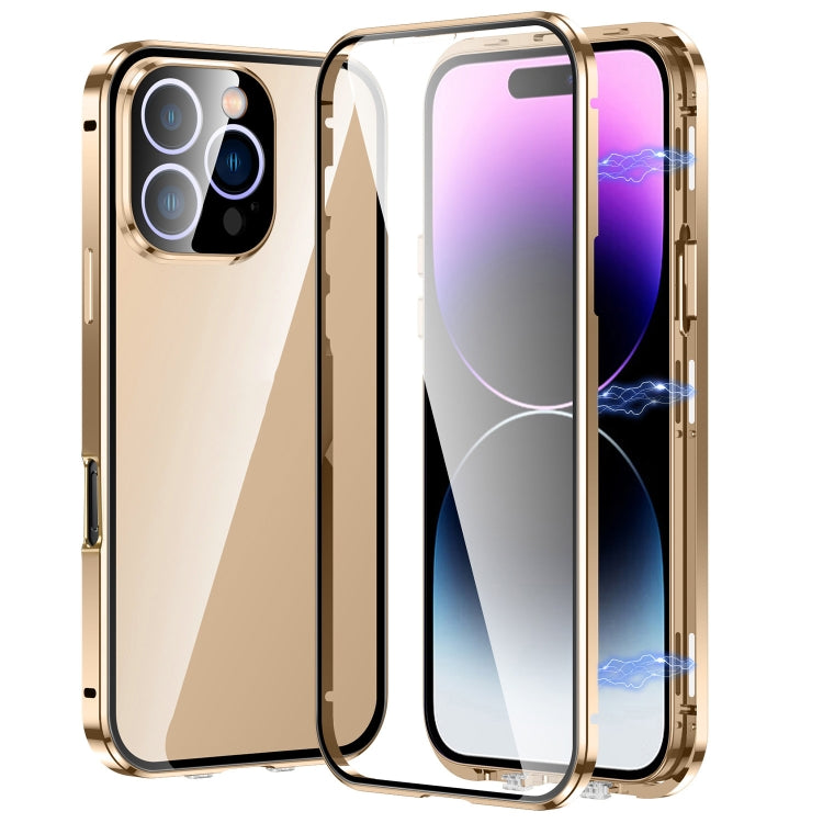 For iPhone 16 Pro Magnetic Double-buckle HD Tempered Glass Phone Case