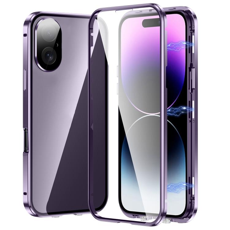 For iPhone 17 Magnetic Double-buckle HD Tempered Glass Phone Case