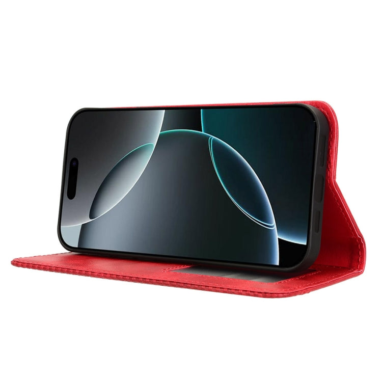 For iPhone 16 Pro Max Magnetic Buckle Retro Texture Leather Phone Case