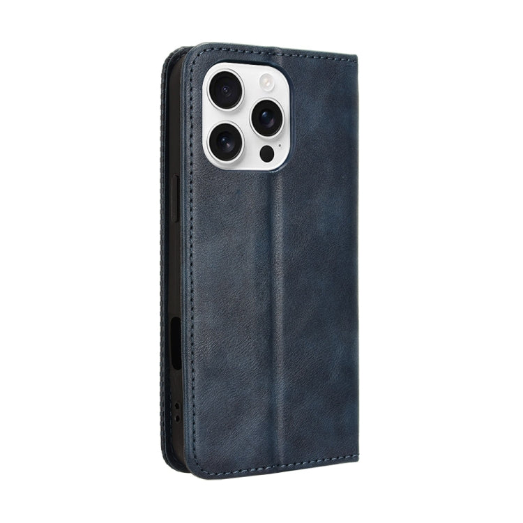 For iPhone 16 Pro Max Magnetic Buckle Retro Texture Leather Phone Case