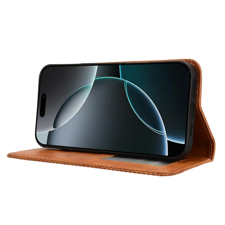 For iPhone 16 Pro Max Magnetic Buckle Retro Texture Leather Phone Case