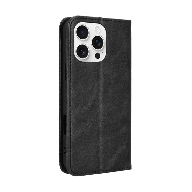 For iPhone 16 Pro Magnetic Buckle Retro Texture Leather Phone Case