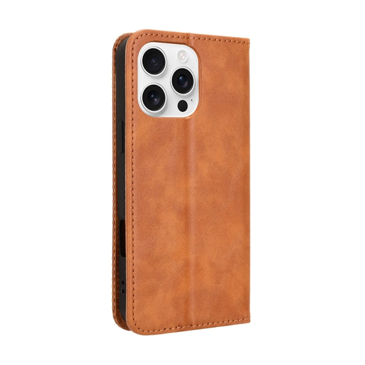 For iPhone 16 Pro Magnetic Buckle Retro Texture Leather Phone Case