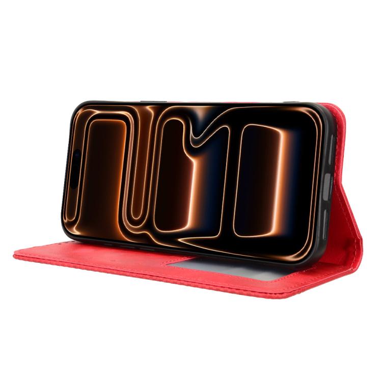 For iPhone 17 Pro Max Magnetic Buckle Retro Texture Leather Phone Case