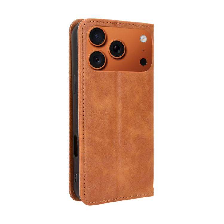 For iPhone 17 Pro Max Magnetic Buckle Retro Texture Leather Phone Case