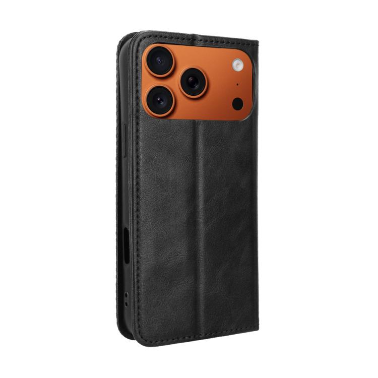For iPhone 17 Pro Magnetic Buckle Retro Texture Leather Phone Case