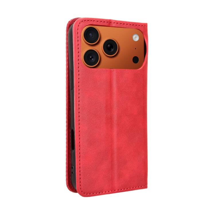 For iPhone 17 Pro Magnetic Buckle Retro Texture Leather Phone Case