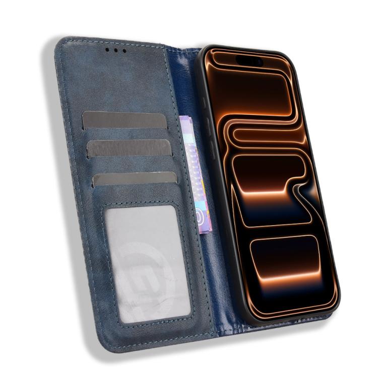 For iPhone 17 Pro Magnetic Buckle Retro Texture Leather Phone Case