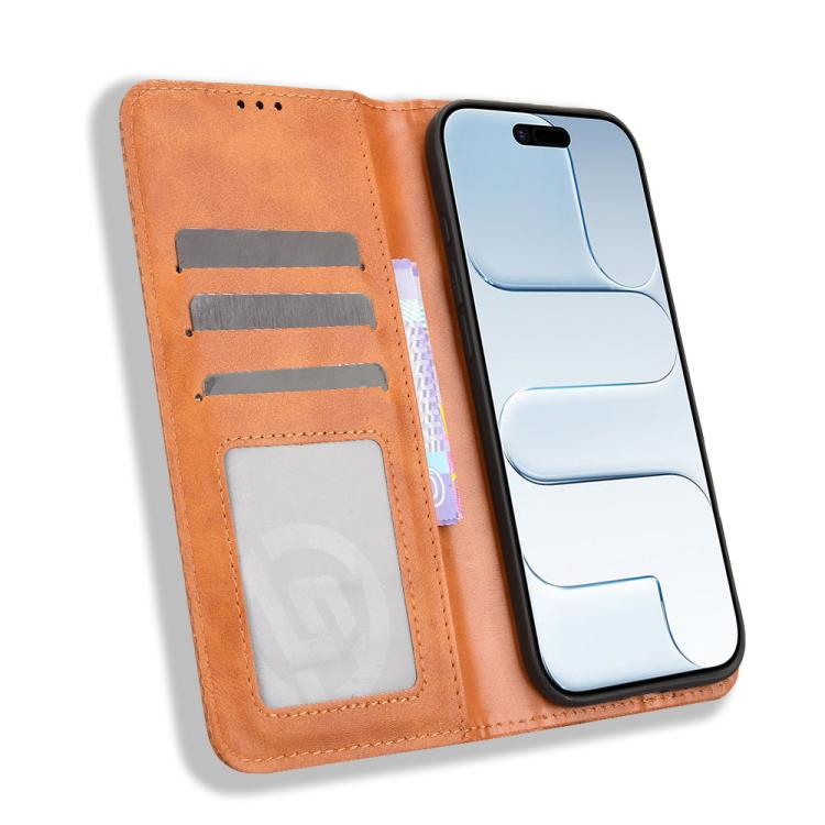 For iPhone Air Magnetic Buckle Retro Texture Leather Phone Case