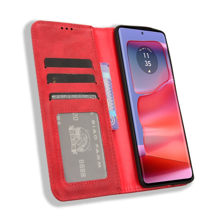 For Motorola Edge 50 Pro 5G Magnetic Buckle Retro Texture Leather Phone Case
