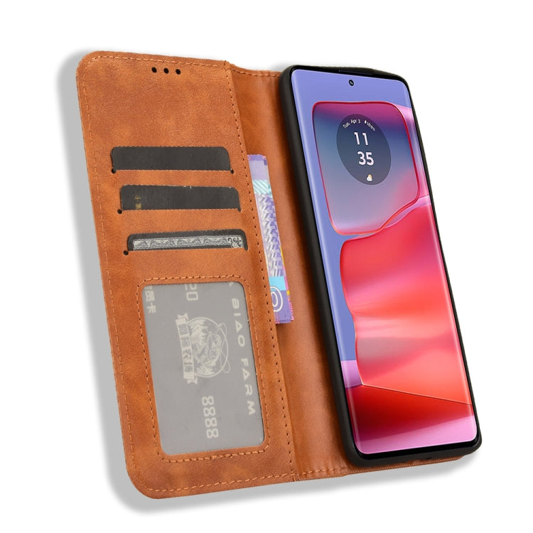 For Motorola Edge 50 Pro 5G Magnetic Buckle Retro Texture Leather Phone Case