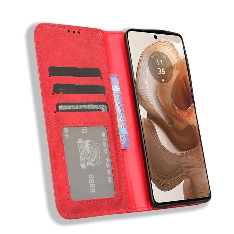 For Motorola Moto X50 Ultra 5G Magnetic Buckle Retro Texture Leather Phone Case