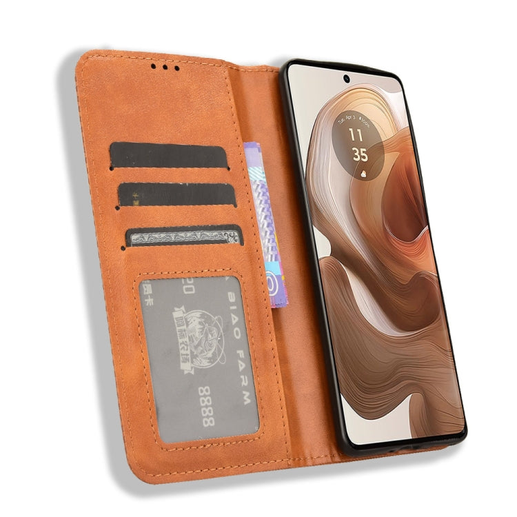 For Motorola Moto X50 Ultra 5G Magnetic Buckle Retro Texture Leather Phone Case
