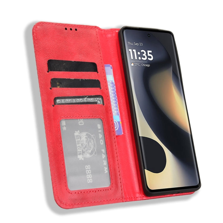For Motorola Edge 2024 5G Magnetic Buckle Retro Texture Leather Phone Case