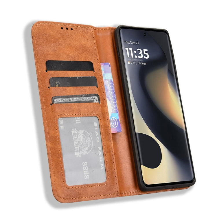 For Motorola Edge 2024 5G Magnetic Buckle Retro Texture Leather Phone Case