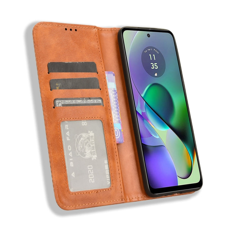 For Motorola Moto G54 5G / G54 Power Magnetic Buckle Retro Texture Leather Phone Case