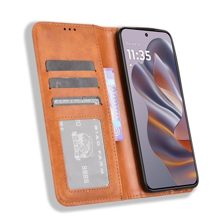For Motorola S50 5G / Edge 50 Neo Magnetic Buckle Retro Texture Leather Phone Case