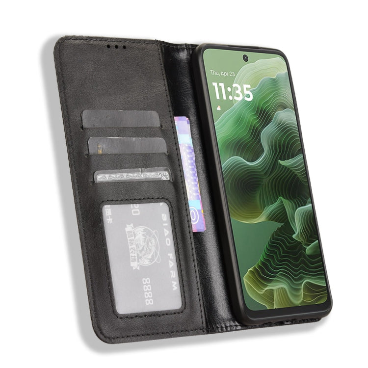 For Motorola Moto G35 5G Magnetic Buckle Retro Texture Leather Phone Case