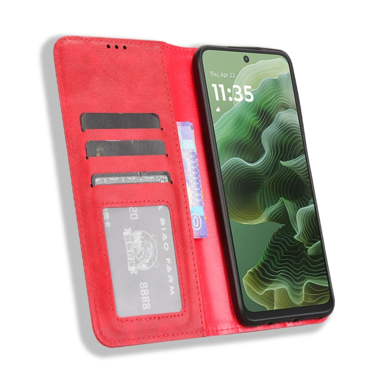 For Motorola Moto G35 5G Magnetic Buckle Retro Texture Leather Phone Case