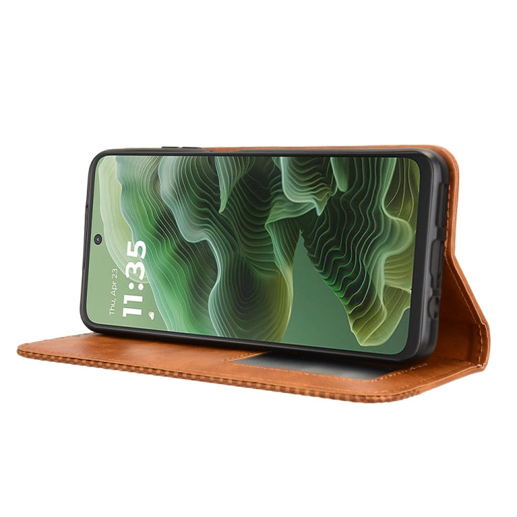 For Motorola Moto G35 5G Magnetic Buckle Retro Texture Leather Phone Case