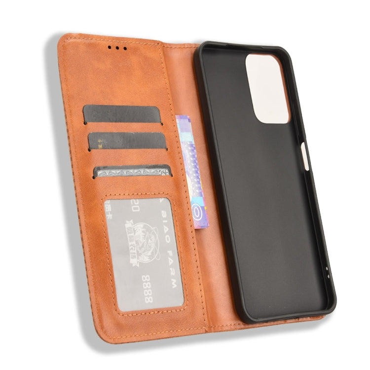 For Motorola Moto G45 5G / G34 5G Magnetic Buckle Retro Texture Leather Phone Case