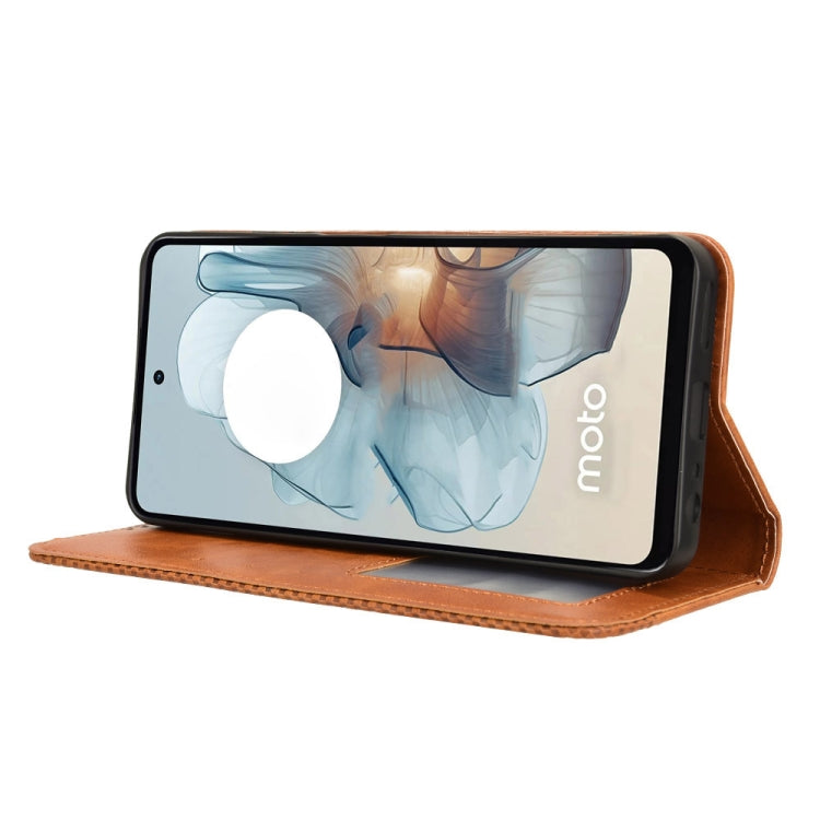 For Motorola Moto G45 5G / G34 5G Magnetic Buckle Retro Texture Leather Phone Case