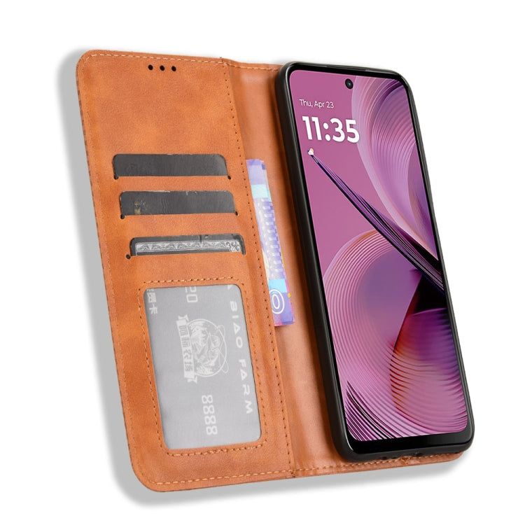 For Motorola Moto G55 5G Magnetic Buckle Retro Texture Leather Phone Case