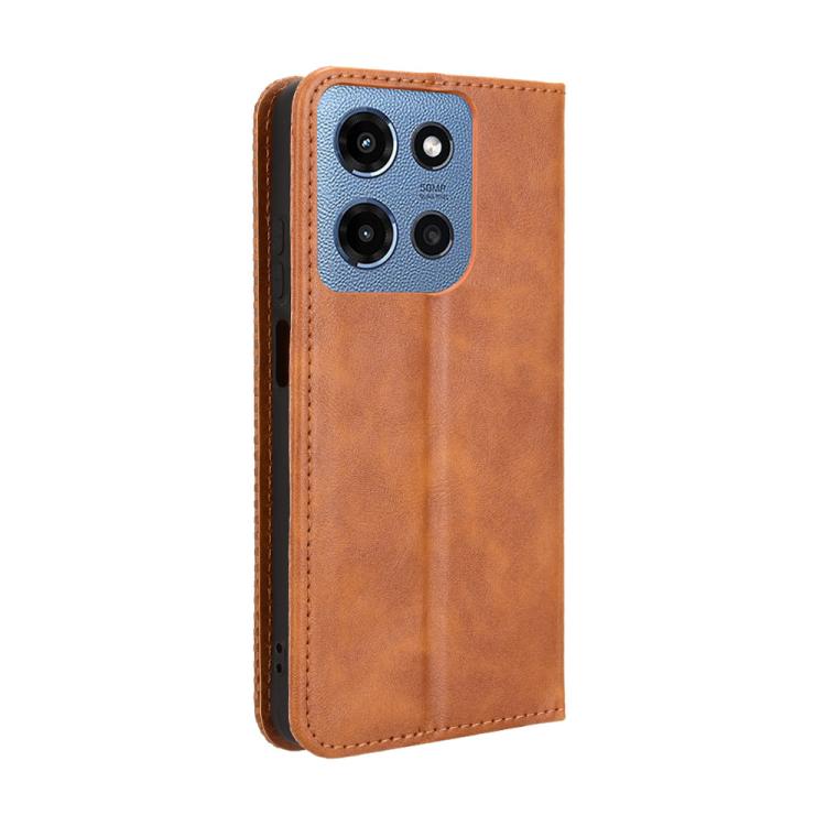 For Motorola Moto G 5G 2025 Magnetic Buckle Retro Texture Leather Phone Case
