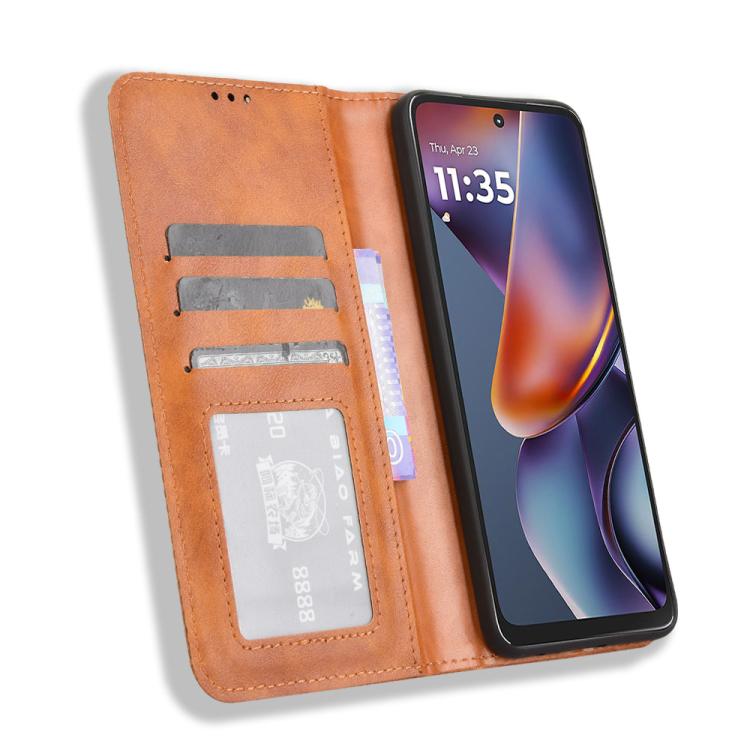 For Motorola Moto G Play 2025 Magnetic Buckle Retro Texture Leather Phone Case