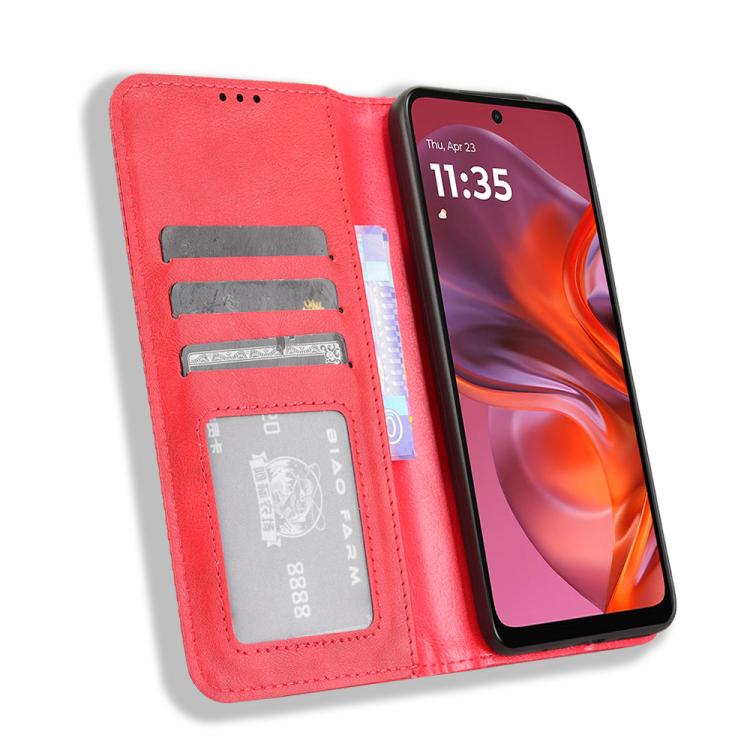 For Motorola Moto G05 4G / E15 4G Magnetic Buckle Retro Texture Leather Phone Case