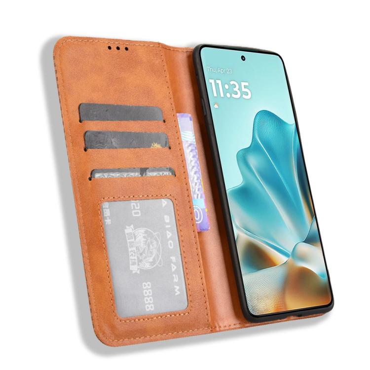 For Motorola Edge 60 Fusion Magnetic Buckle Retro Texture Leather Phone Case